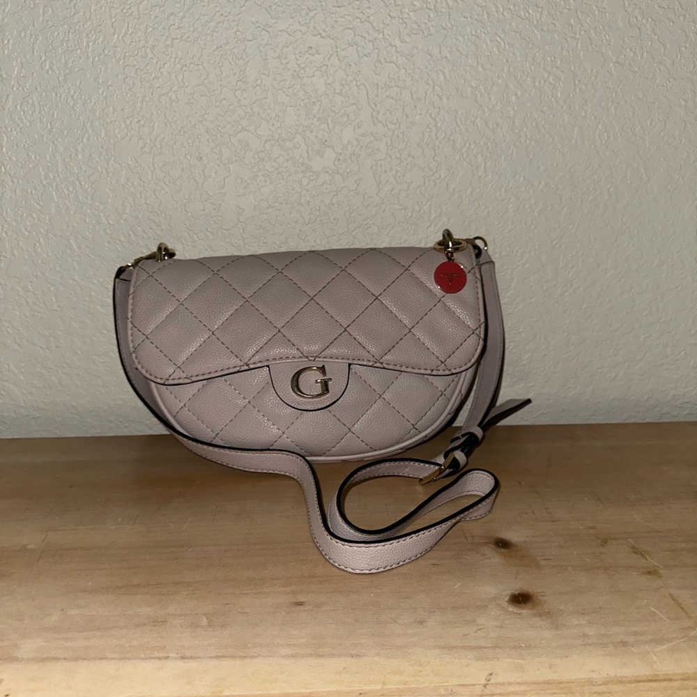 Guess Quilted Taupe Crossbody Bag